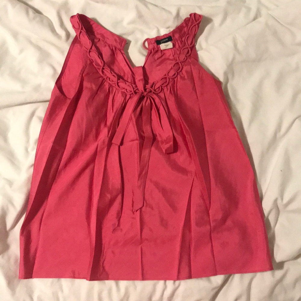 J. Crew pink silk top with bow, size 0